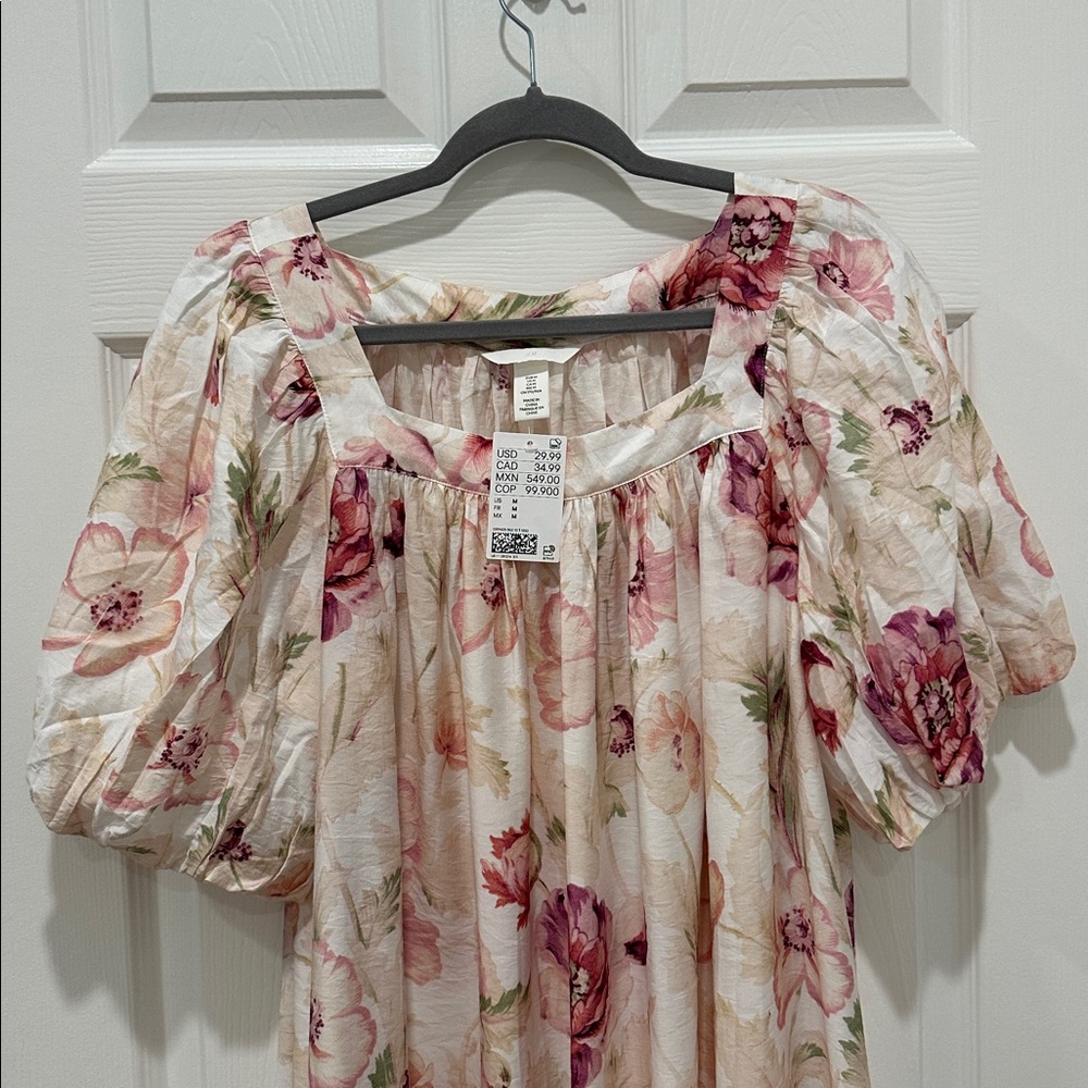 H&M Pink and Cream Floral Dress - Picture 2 of 9